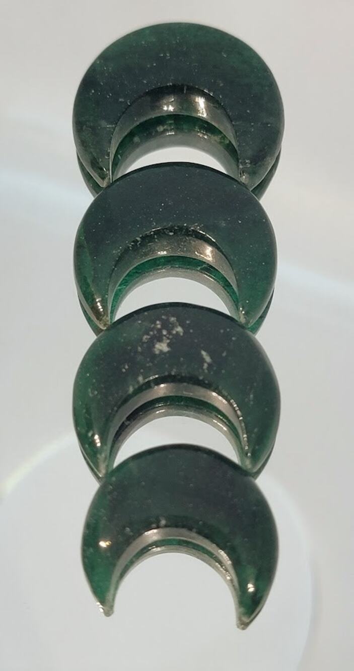 4 Genuine Jade Moon Cabochons!! 118 Carats of Deep Green Jade!